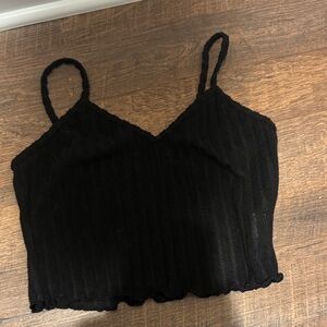 SHEIN Black Ribbed V-Neck Cropped Cami